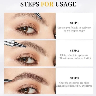 3D Wasserdichter Microblading Augenbrauenstift mit 4-Zack-Spitze – Tattoo-Effekt
