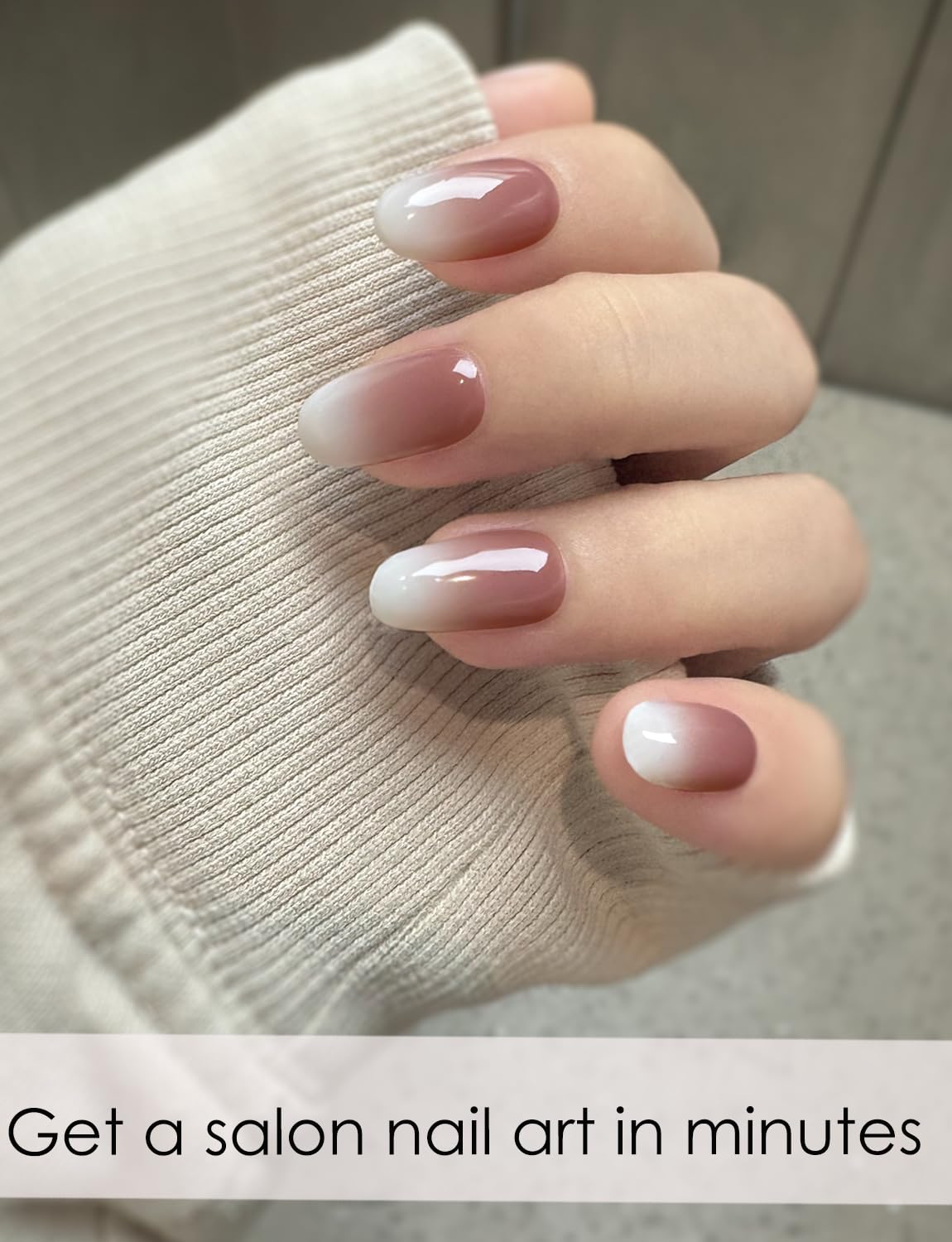 Semi Cured Gel Nail Strips, 20 Stück Gel Nagelaufkleber UV, Wraps für DIY Maniküre zu Hause (Transparent)