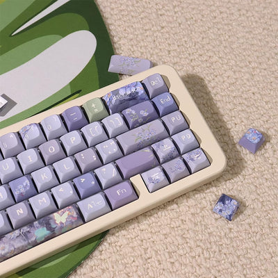 156 Tasten PBT Dye Sub Individuelle Lila Tastenkappen URE Profil Schmetterling Tastenkappen-Set Passend für 95% 75% 65% 60% Cherry Mx Switches Mechanische Tastatur