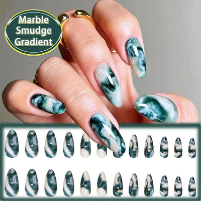 24 Stück Sommer Press-on-Nägel French Tips Medium Mandel Acryl Künstliche Nägel Sonnennägel zum Aufkleben Glänzende Orange Kurvenlinie Künstliche Nagelwellen Gelkleber Fingernägel für Maniküre Kunst Frauen Mädchen