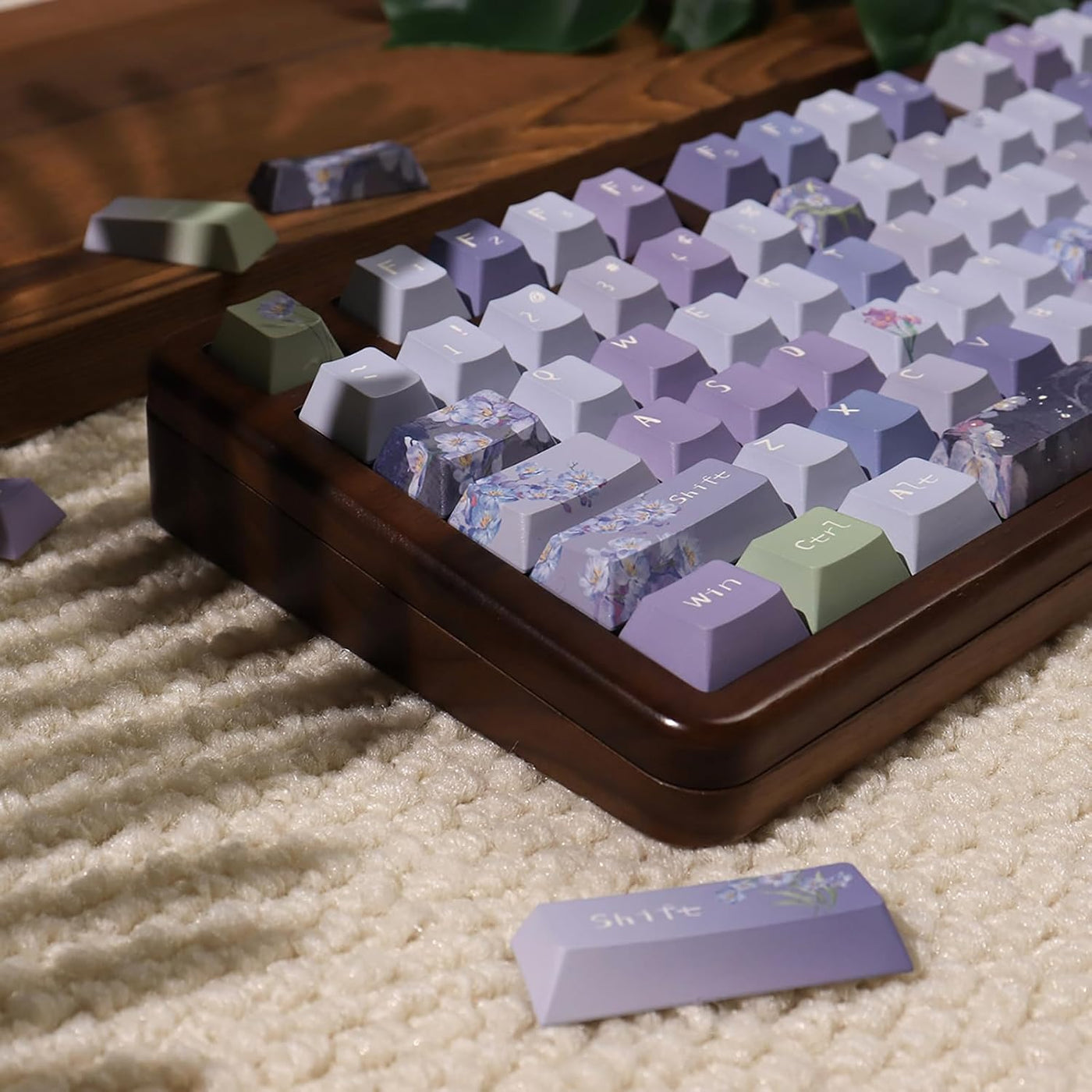 156 Tasten PBT Dye Sub Individuelle Lila Tastenkappen URE Profil Schmetterling Tastenkappen-Set Passend für 95% 75% 65% 60% Cherry Mx Switches Mechanische Tastatur