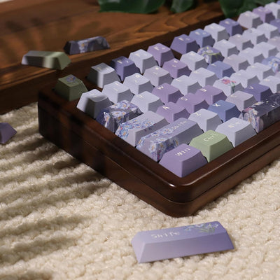 156 Tasten PBT Dye Sub Individuelle Lila Tastenkappen URE Profil Schmetterling Tastenkappen-Set Passend für 95% 75% 65% 60% Cherry Mx Switches Mechanische Tastatur