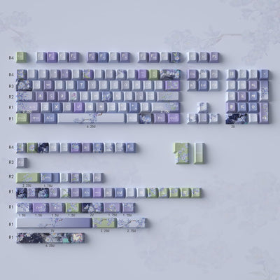 156 Tasten PBT Dye Sub Individuelle Lila Tastenkappen URE Profil Schmetterling Tastenkappen-Set Passend für 95% 75% 65% 60% Cherry Mx Switches Mechanische Tastatur