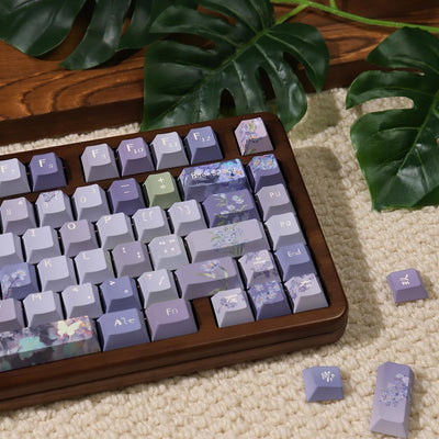 156 Tasten PBT Dye Sub Individuelle Lila Tastenkappen URE Profil Schmetterling Tastenkappen-Set Passend für 95% 75% 65% 60% Cherry Mx Switches Mechanische Tastatur
