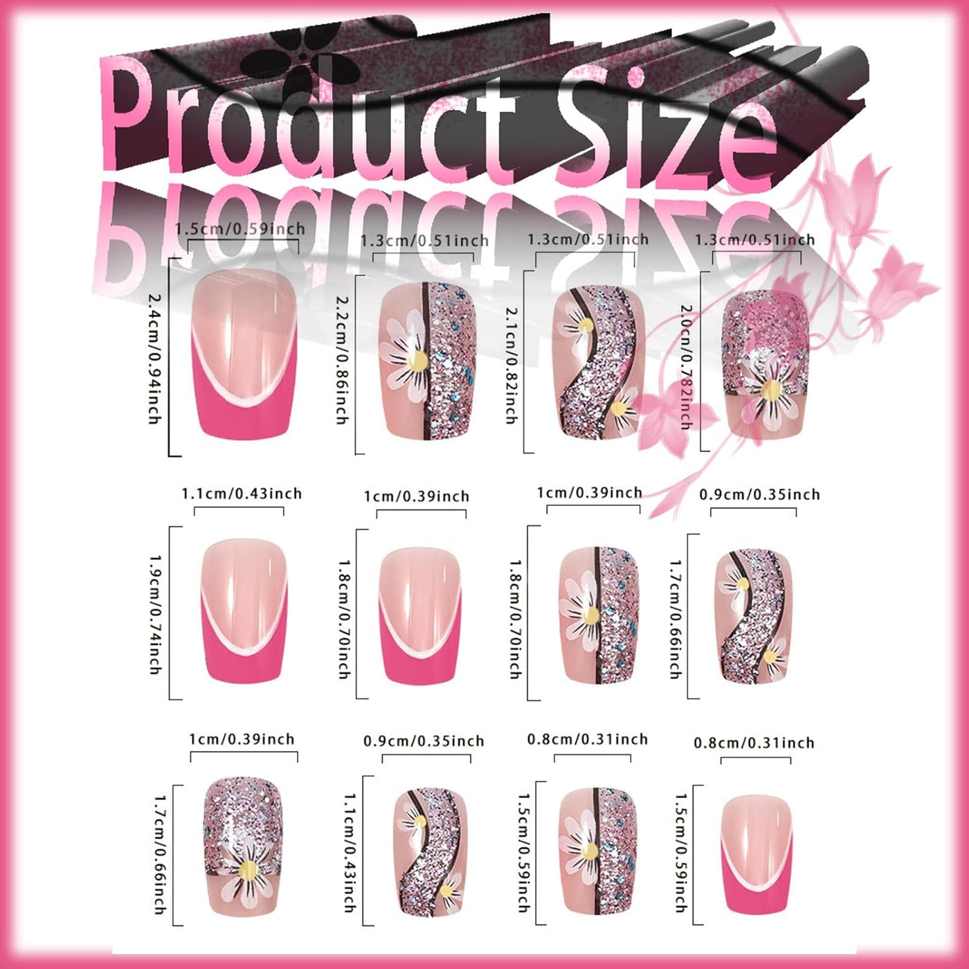 24 Stück Sommer Press-on-Nägel French Tips Medium Mandel Acryl Künstliche Nägel Sonnennägel zum Aufkleben Glänzende Orange Kurvenlinie Künstliche Nagelwellen Gelkleber Fingernägel für Maniküre Kunst Frauen Mädchen