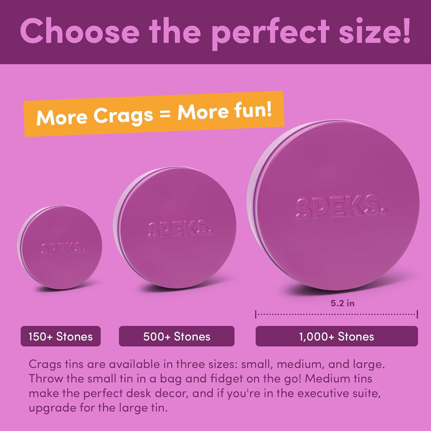 Speks Original Crags Ferrit-Knetmasse | 500+ Ferritsteine in einer Dose, Fidget-Spielzeug zur Stresslinderung, sensorisches Schreibtischspielzeug für Erwachsene & Jugendliche ab 14 | Rose, Groß