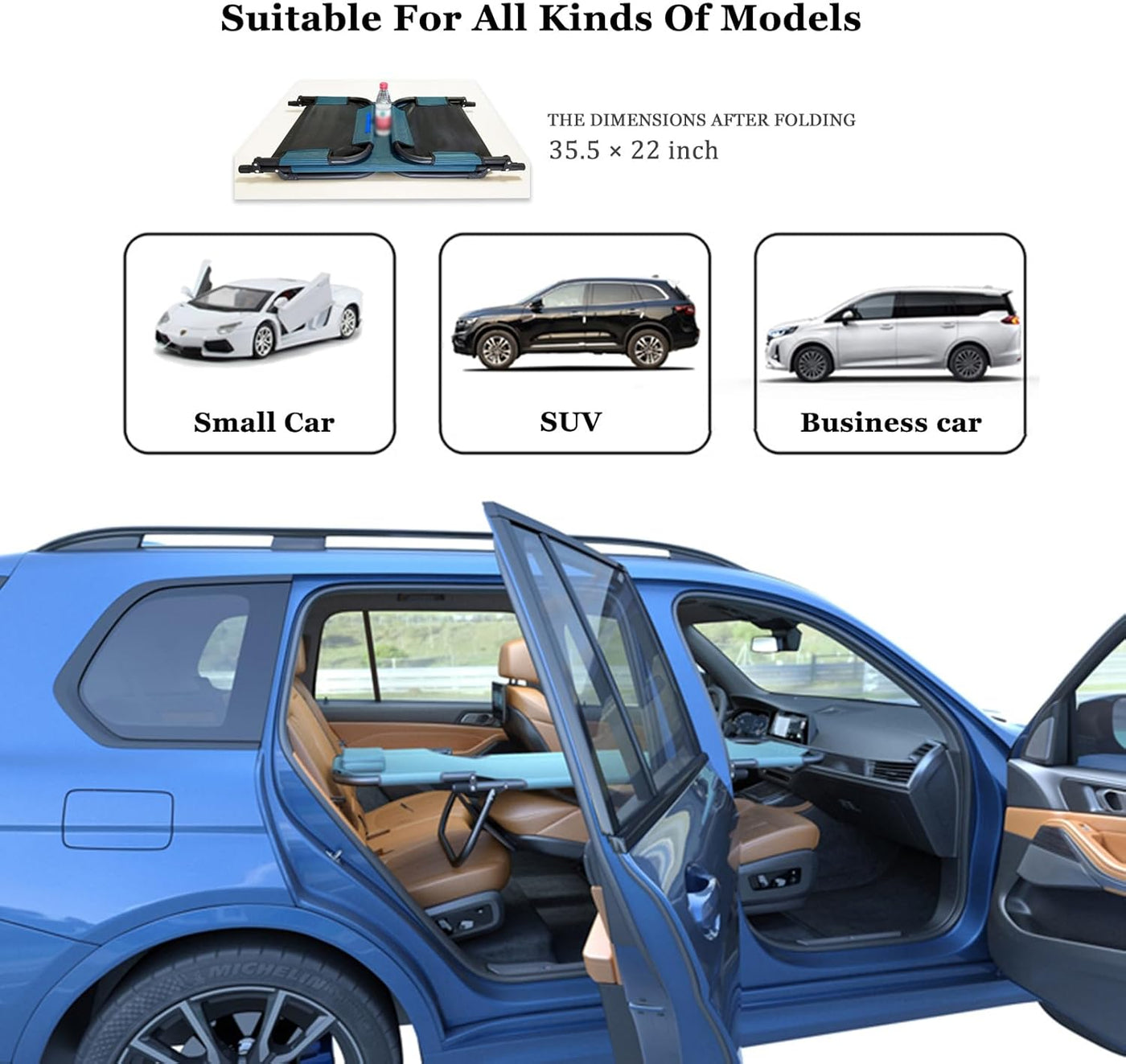 Tragbares Klappbares Campingbett Auto-Reisebett Nicht-aufblasbare Tragbare Universelle Schlaflösung Camping-Essentials Bett Büro Outdoor-Campingbett Roadtrip-Campingbett
