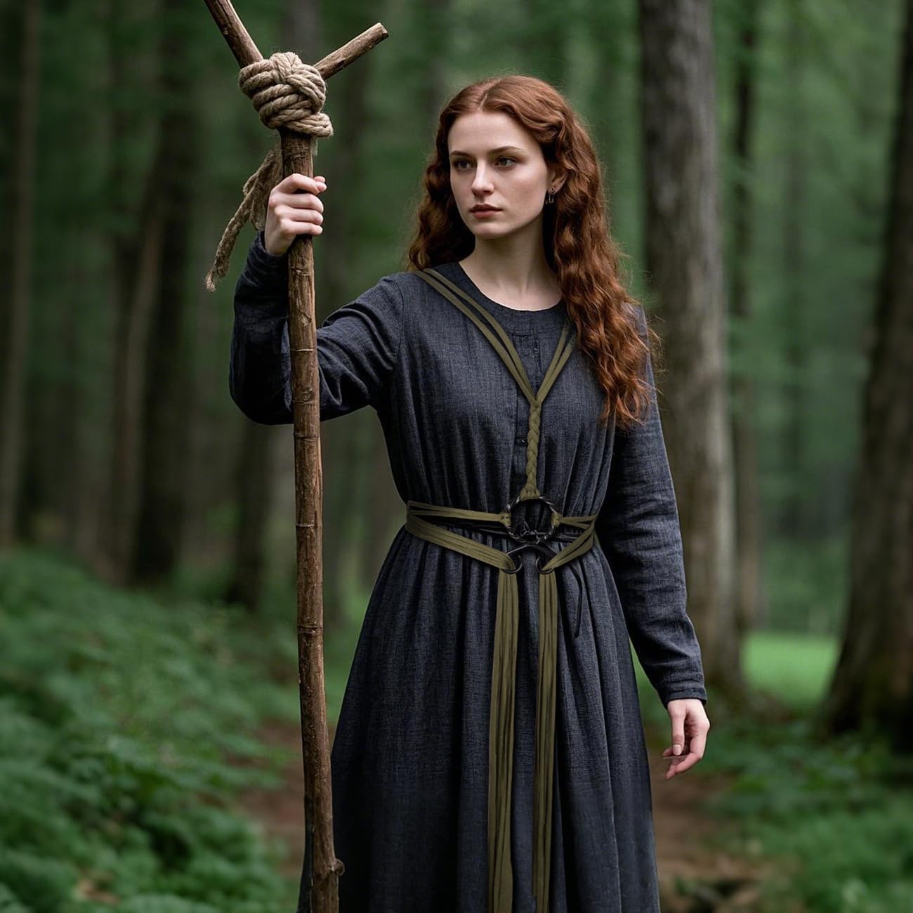 Joukavor Viking Troll Kreuz Gürtel Norse Hexen Seilgürtel Mittelalterliche Accessoires für Frauen