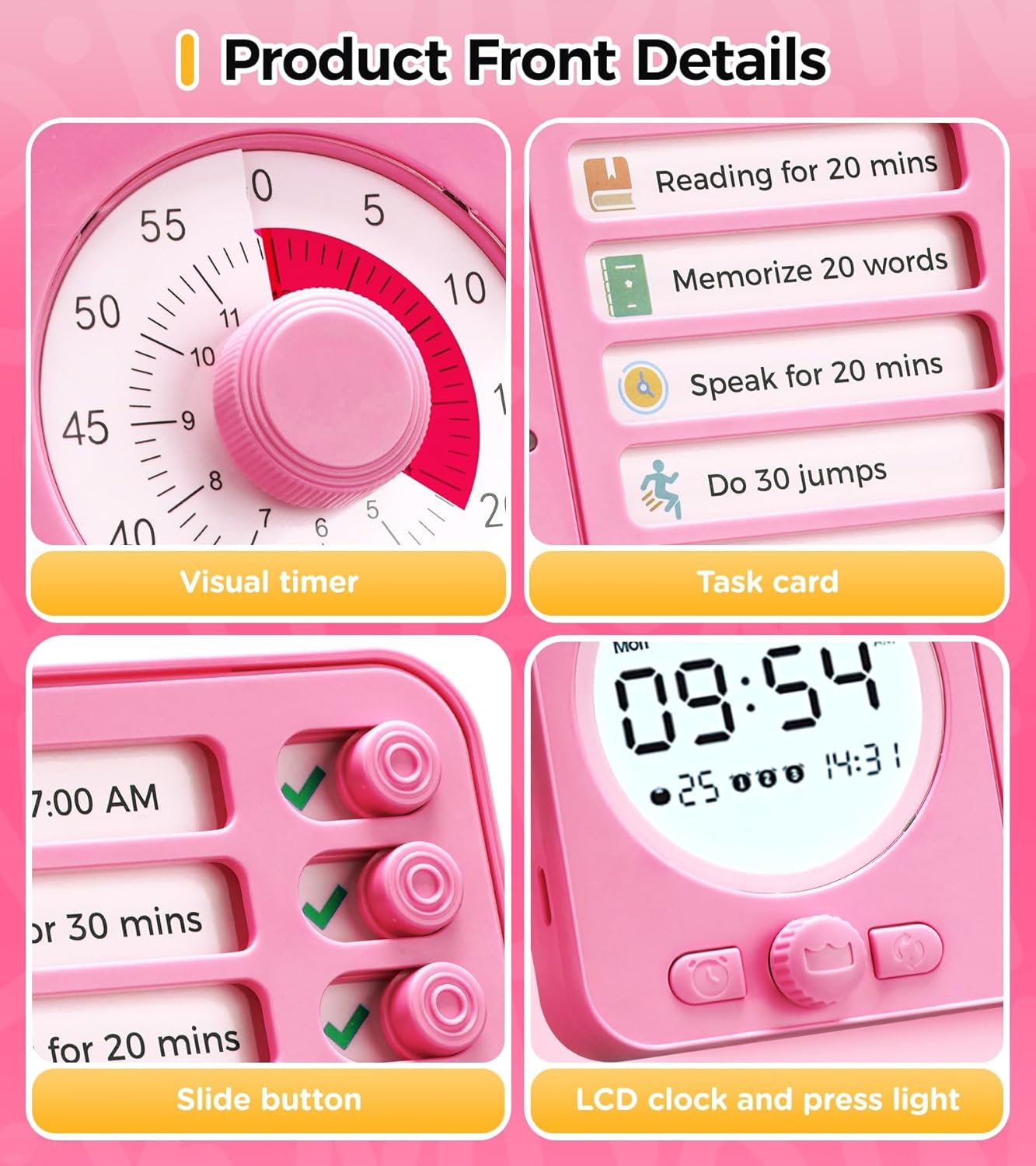 Visueller Timer & Digitaler Wecker für Kinder und Erwachsene: Lautloses Zeitmanagement-Tool mit To-do-Liste für Zuhause, Küche, Schule, Lehrer und Klassenzimmer, Aufgabenplan für Kinder