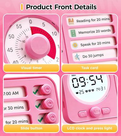 Visueller Timer & Digitaler Wecker für Kinder und Erwachsene: Lautloses Zeitmanagement-Tool mit To-do-Liste für Zuhause, Küche, Schule, Lehrer und Klassenzimmer, Aufgabenplan für Kinder