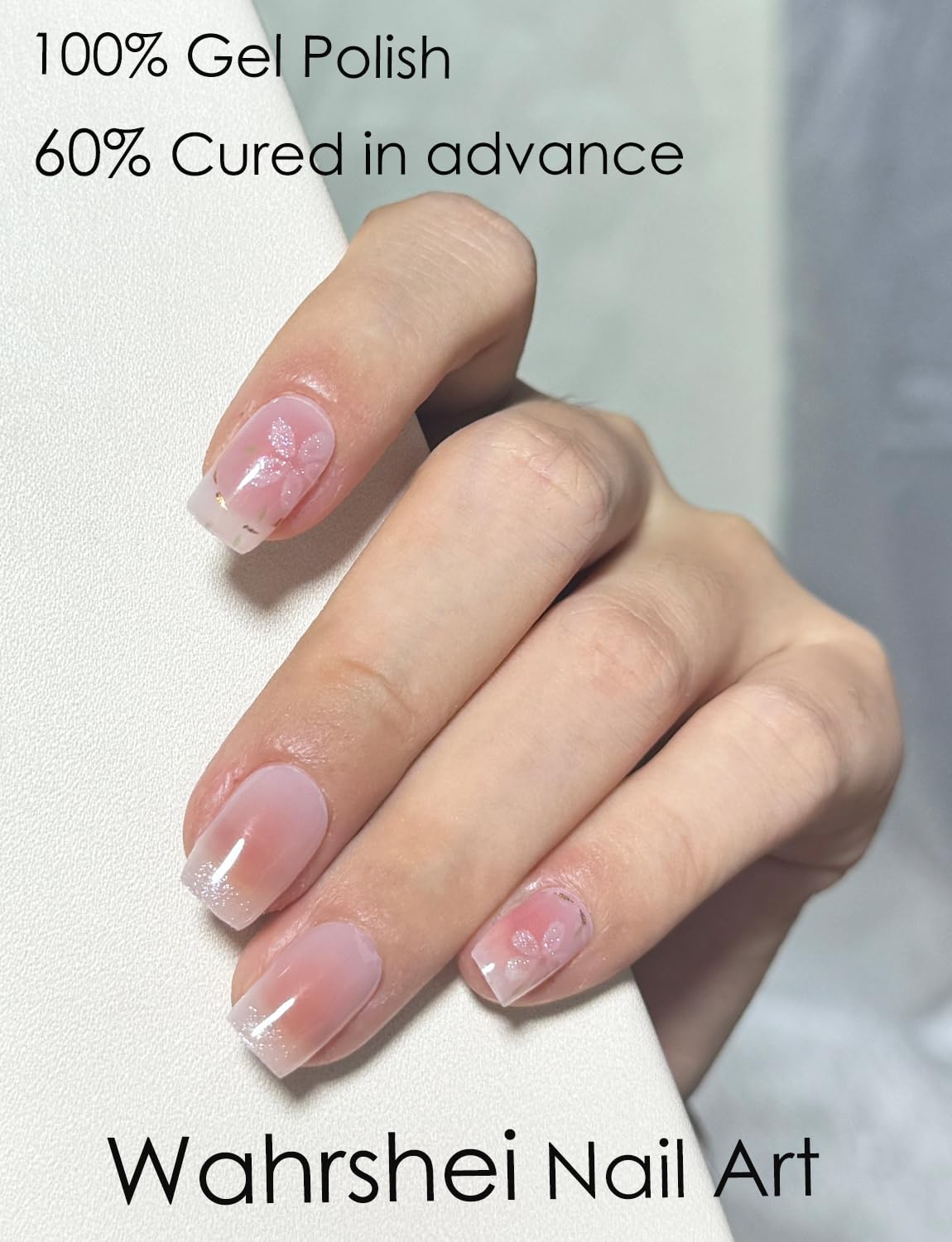 Semi Cured Gel Nail Strips, 20 Stück Gel Nagelaufkleber UV, Wraps für DIY Maniküre zu Hause (Transparent)