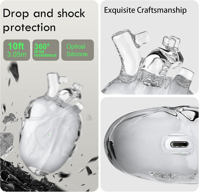 Flüssige Silikonhülle für AirPods Pro 2 – Kreatives Herzdesign, geeignet für Apple AirPods Pro 2. Generation Ladecase (Rot, AirPods Pro 1. / 2. Generation)