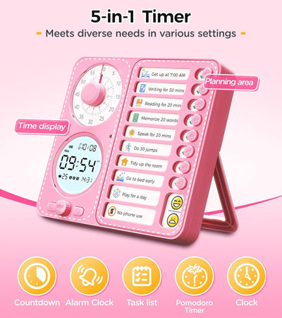 Visueller Timer & Digitaler Wecker für Kinder und Erwachsene: Lautloses Zeitmanagement-Tool mit To-do-Liste für Zuhause, Küche, Schule, Lehrer und Klassenzimmer, Aufgabenplan für Kinder