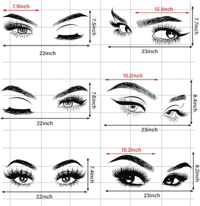 6 Stück Schwarze Frau Schönheit Augen Wandtattoo DIY Wimpern Augenbrauen Wandaufkleber Wohnzimmer Mädchen Schlafzimmer Büro Schönheitssalon Wanddeko