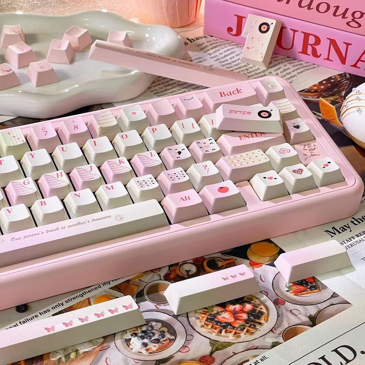 156 Tasten PBT Dye Sub Individuelle Lila Tastenkappen URE Profil Schmetterling Tastenkappen-Set Passend für 95% 75% 65% 60% Cherry Mx Switches Mechanische Tastatur
