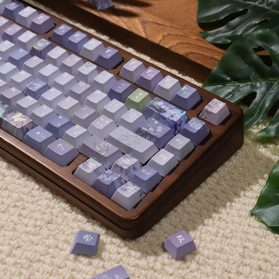 156 Tasten PBT Dye Sub Individuelle Lila Tastenkappen URE Profil Schmetterling Tastenkappen-Set Passend für 95% 75% 65% 60% Cherry Mx Switches Mechanische Tastatur