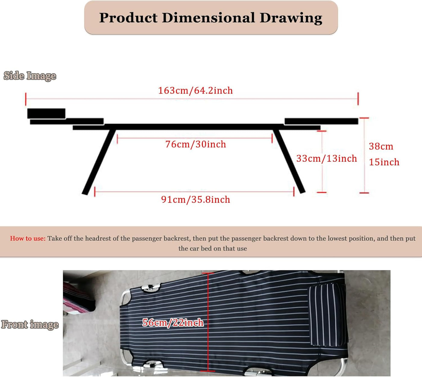 Tragbares Klappbares Campingbett Auto-Reisebett Nicht-aufblasbare Tragbare Universelle Schlaflösung Camping-Essentials Bett Büro Outdoor-Campingbett Roadtrip-Campingbett