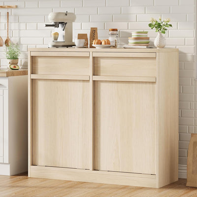 GarveeHome Doppelt Kippbarer Mülleimerschrank, Moderner Mülleimerschrank mit 20 Gallonen Stauraum, Versteckter freistehender Mülleimerschrank / Wäschekorb für Küche, Ess- und Wohnzimmer