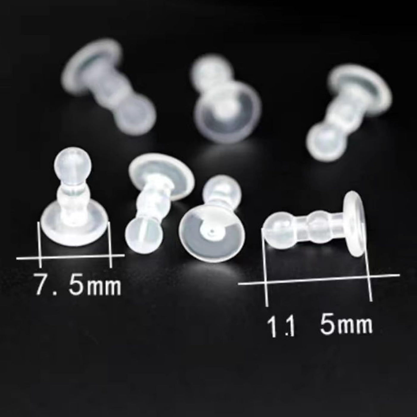 Undurchdringliche weiche, lange Ohrstecker-Verschlüsse für durchstochene Ohren, 50 Stück, TPE-Material in medizinischer Qualität, bequemer Sitz für alle Ohrringe (Doppelkugeln)
