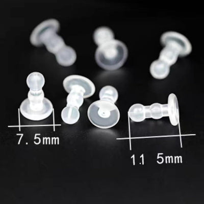 Undurchdringliche weiche, lange Ohrstecker-Verschlüsse für durchstochene Ohren, 50 Stück, TPE-Material in medizinischer Qualität, bequemer Sitz für alle Ohrringe (Doppelkugeln)