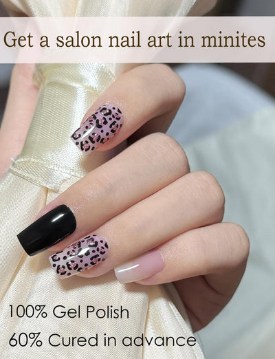 Semi Cured Gel Nail Strips, 20 Stück Gel Nagelaufkleber UV, Wraps für DIY Maniküre zu Hause (Transparent)