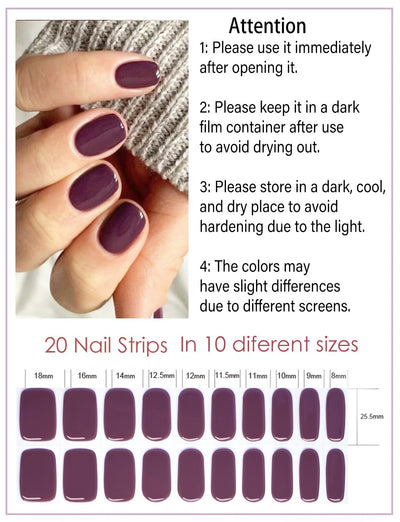 Semi Cured Gel Nail Strips, 20 Stück Gel Nagelaufkleber UV, Wraps für DIY Maniküre zu Hause (Transparent)