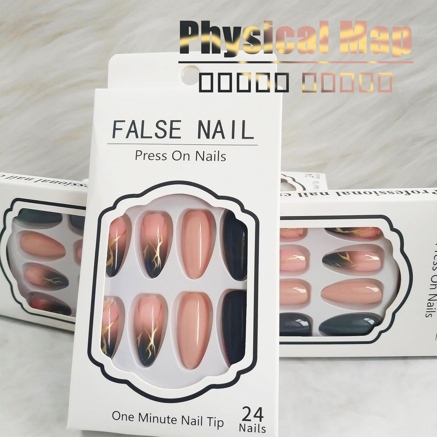 24 Stück Sommer Press-on-Nägel French Tips Medium Mandel Acryl Künstliche Nägel Sonnennägel zum Aufkleben Glänzende Orange Kurvenlinie Künstliche Nagelwellen Gelkleber Fingernägel für Maniküre Kunst Frauen Mädchen