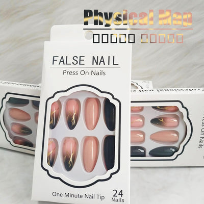 24 Stück Sommer Press-on-Nägel French Tips Medium Mandel Acryl Künstliche Nägel Sonnennägel zum Aufkleben Glänzende Orange Kurvenlinie Künstliche Nagelwellen Gelkleber Fingernägel für Maniküre Kunst Frauen Mädchen