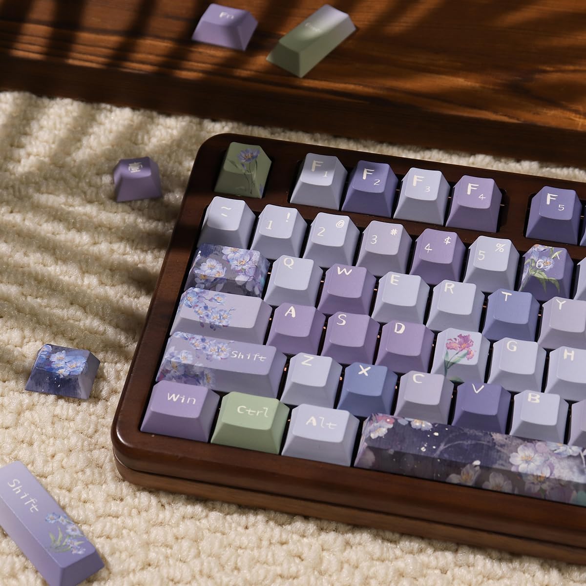 156 Tasten PBT Dye Sub Individuelle Lila Tastenkappen URE Profil Schmetterling Tastenkappen-Set Passend für 95% 75% 65% 60% Cherry Mx Switches Mechanische Tastatur