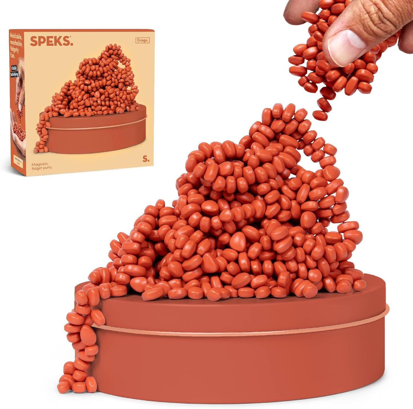 Speks Original Crags Ferrit-Knetmasse | 500+ Ferritsteine in einer Dose, Fidget-Spielzeug zur Stresslinderung, sensorisches Schreibtischspielzeug für Erwachsene & Jugendliche ab 14 | Rose, Groß