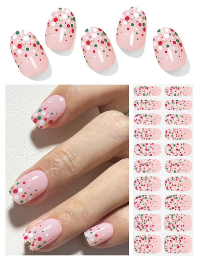 Semi Cured Gel Nail Strips, 20 Stück Gel Nagelaufkleber UV, Wraps für DIY Maniküre zu Hause (Transparent)