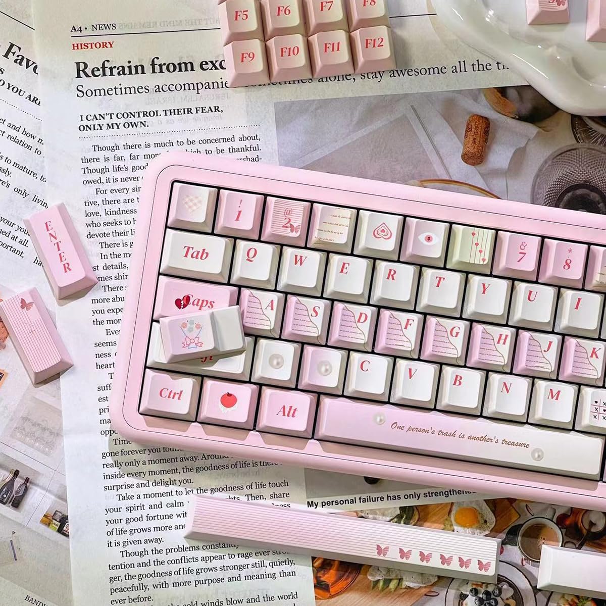 156 Tasten PBT Dye Sub Individuelle Lila Tastenkappen URE Profil Schmetterling Tastenkappen-Set Passend für 95% 75% 65% 60% Cherry Mx Switches Mechanische Tastatur