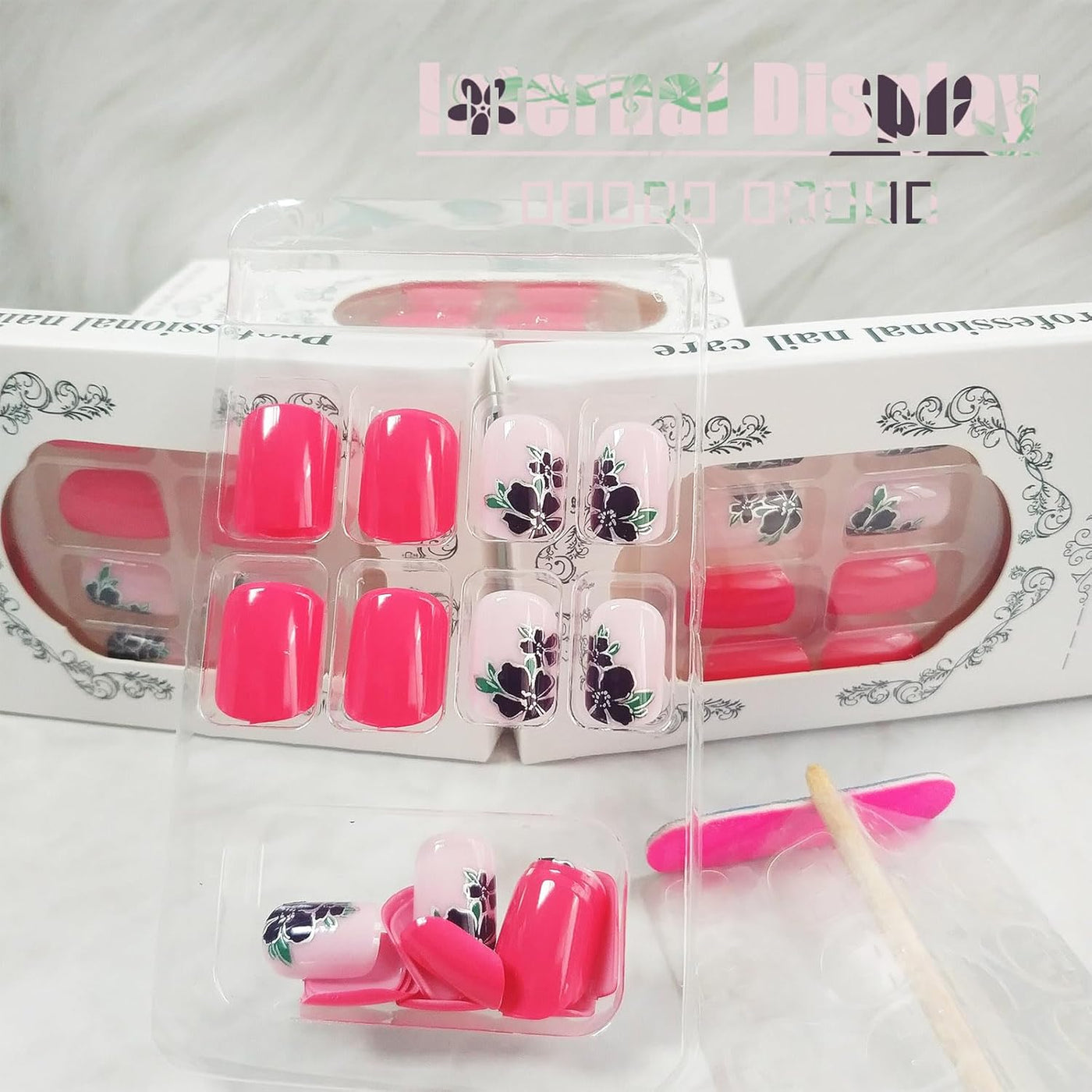 24 Stück Sommer Press-on-Nägel French Tips Medium Mandel Acryl Künstliche Nägel Sonnennägel zum Aufkleben Glänzende Orange Kurvenlinie Künstliche Nagelwellen Gelkleber Fingernägel für Maniküre Kunst Frauen Mädchen