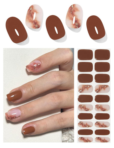 Semi Cured Gel Nail Strips, 20 Stück Gel Nagelaufkleber UV, Wraps für DIY Maniküre zu Hause (Transparent)