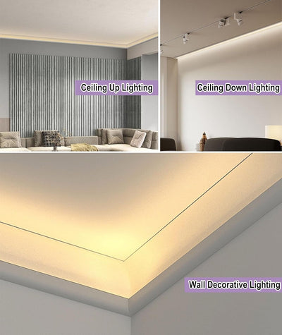 Crown Moulding LED-Kanal Aluminiumprofil, Indirekte Beleuchtung Zierleiste für Decke Boden Wand, Gesims- und Zierleisten-Diffusor 1m 1.2m 2m 4m 10m 18m (Weiß, 4 Meter/13.1 ft)
