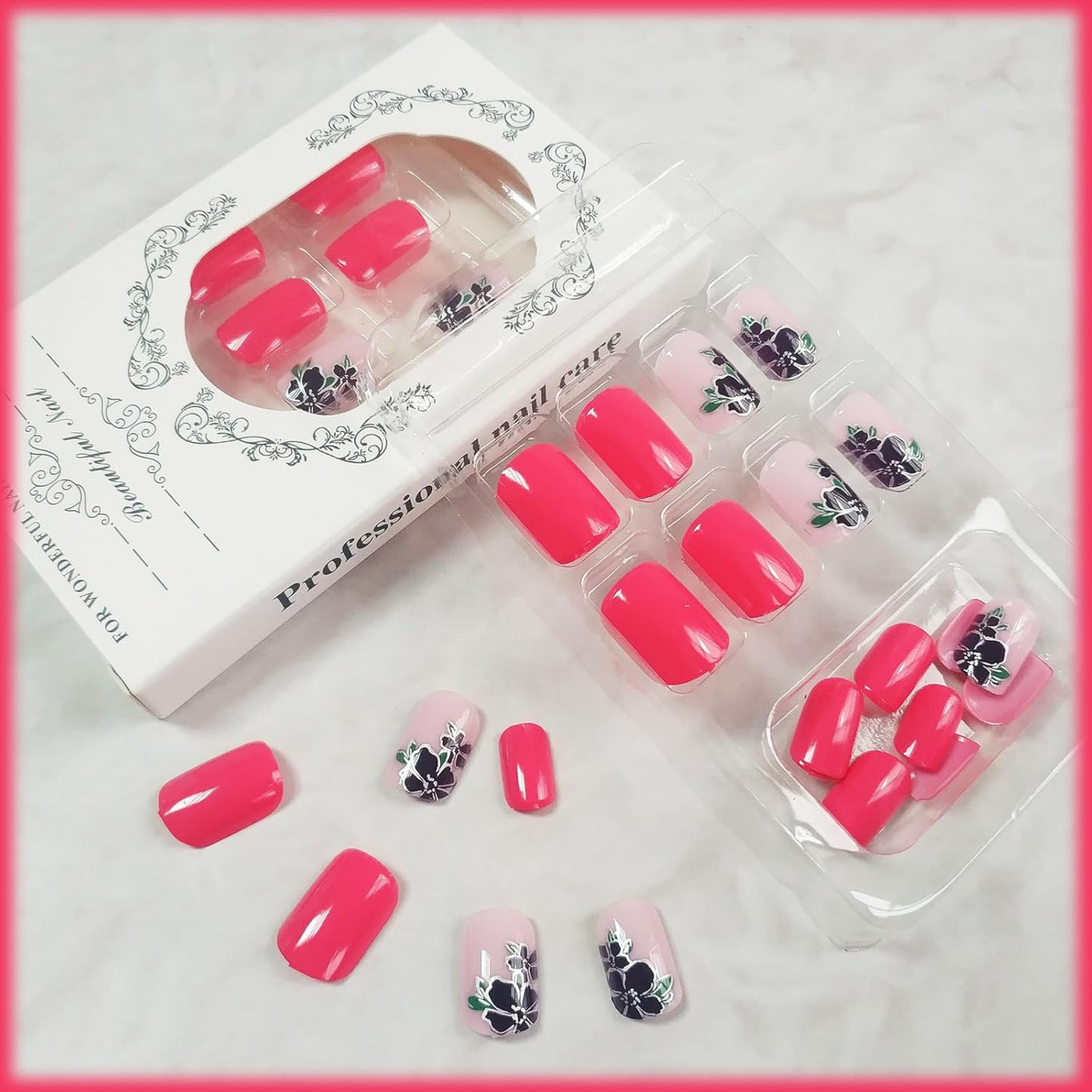 24 Stück Sommer Press-on-Nägel French Tips Medium Mandel Acryl Künstliche Nägel Sonnennägel zum Aufkleben Glänzende Orange Kurvenlinie Künstliche Nagelwellen Gelkleber Fingernägel für Maniküre Kunst Frauen Mädchen