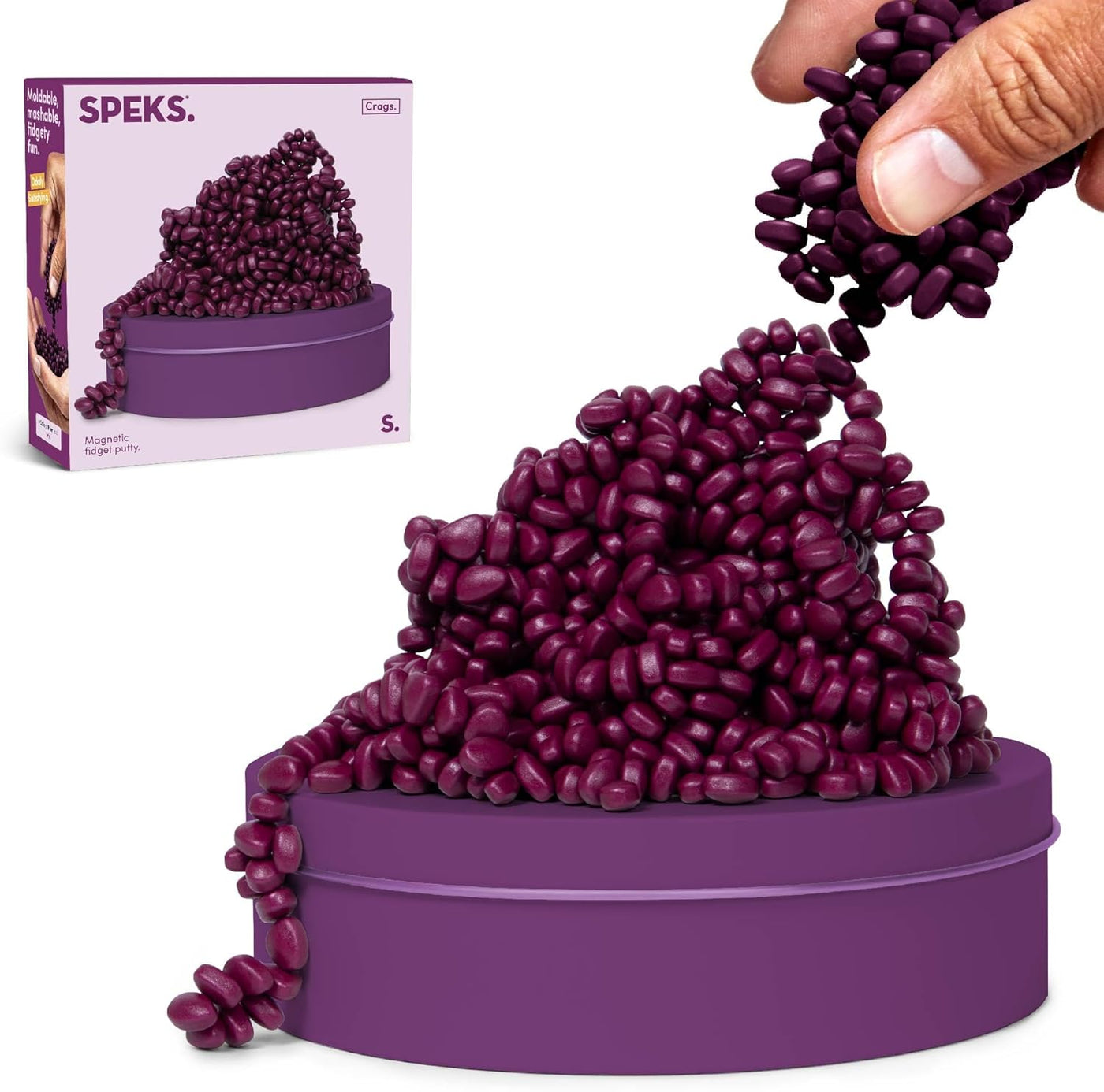 Speks Original Crags Ferrit-Knetmasse | 500+ Ferritsteine in einer Dose, Fidget-Spielzeug zur Stresslinderung, sensorisches Schreibtischspielzeug für Erwachsene & Jugendliche ab 14 | Rose, Groß