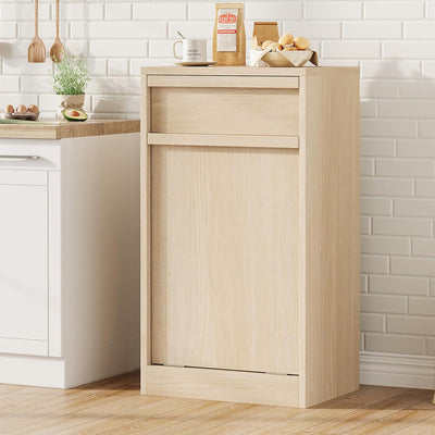 GarveeHome Doppelt Kippbarer Mülleimerschrank, Moderner Mülleimerschrank mit 20 Gallonen Stauraum, Versteckter freistehender Mülleimerschrank / Wäschekorb für Küche, Ess- und Wohnzimmer