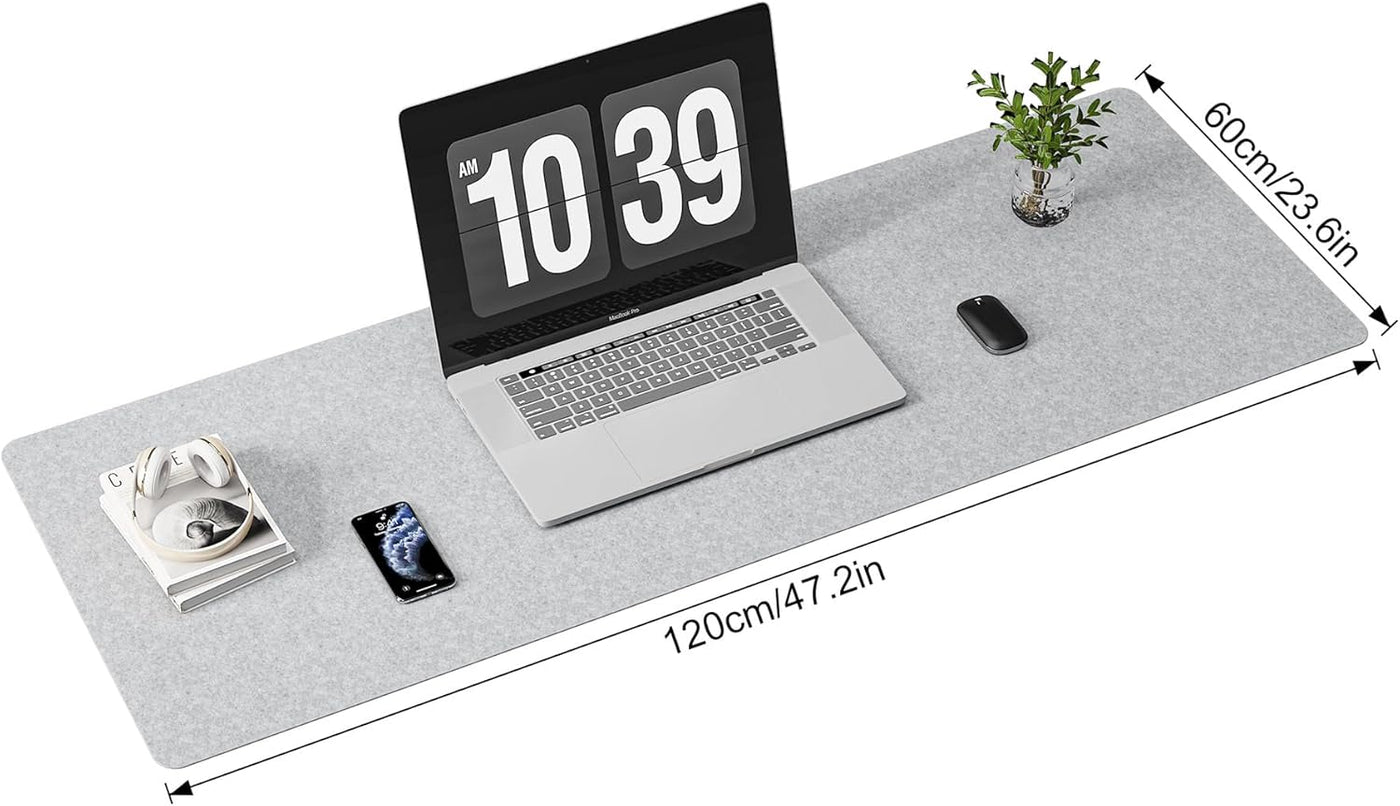 DawnTrees Filz-Schreibtischunterlage, Tastaturmatte (90x30 cm), große Filz-Mausmatte, XL-Computer-Schreibtischmatte, Schreibtischschutz für das Büro (Hellgrau)