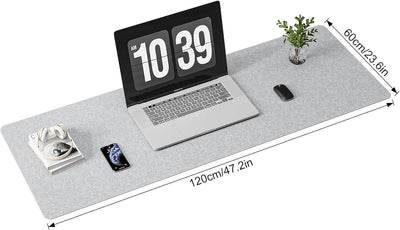 DawnTrees Filz-Schreibtischunterlage, Tastaturmatte (90x30 cm), große Filz-Mausmatte, XL-Computer-Schreibtischmatte, Schreibtischschutz für das Büro (Hellgrau)