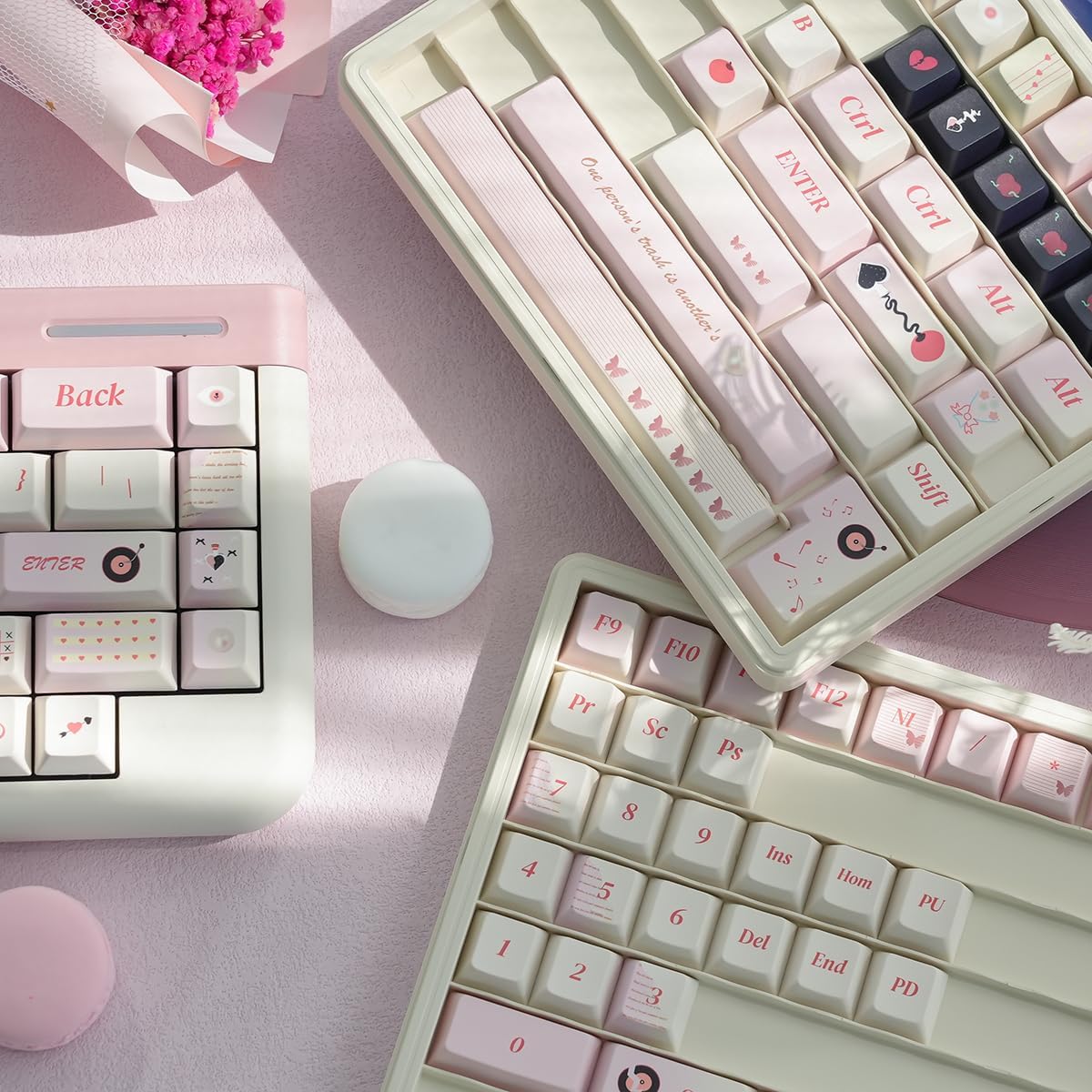 156 Tasten PBT Dye Sub Individuelle Lila Tastenkappen URE Profil Schmetterling Tastenkappen-Set Passend für 95% 75% 65% 60% Cherry Mx Switches Mechanische Tastatur