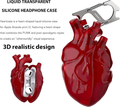 Flüssige Silikonhülle für AirPods Pro 2 – Kreatives Herzdesign, geeignet für Apple AirPods Pro 2. Generation Ladecase (Rot, AirPods Pro 1. / 2. Generation)