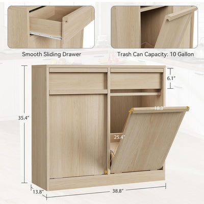 GarveeHome Doppelt Kippbarer Mülleimerschrank, Moderner Mülleimerschrank mit 20 Gallonen Stauraum, Versteckter freistehender Mülleimerschrank / Wäschekorb für Küche, Ess- und Wohnzimmer