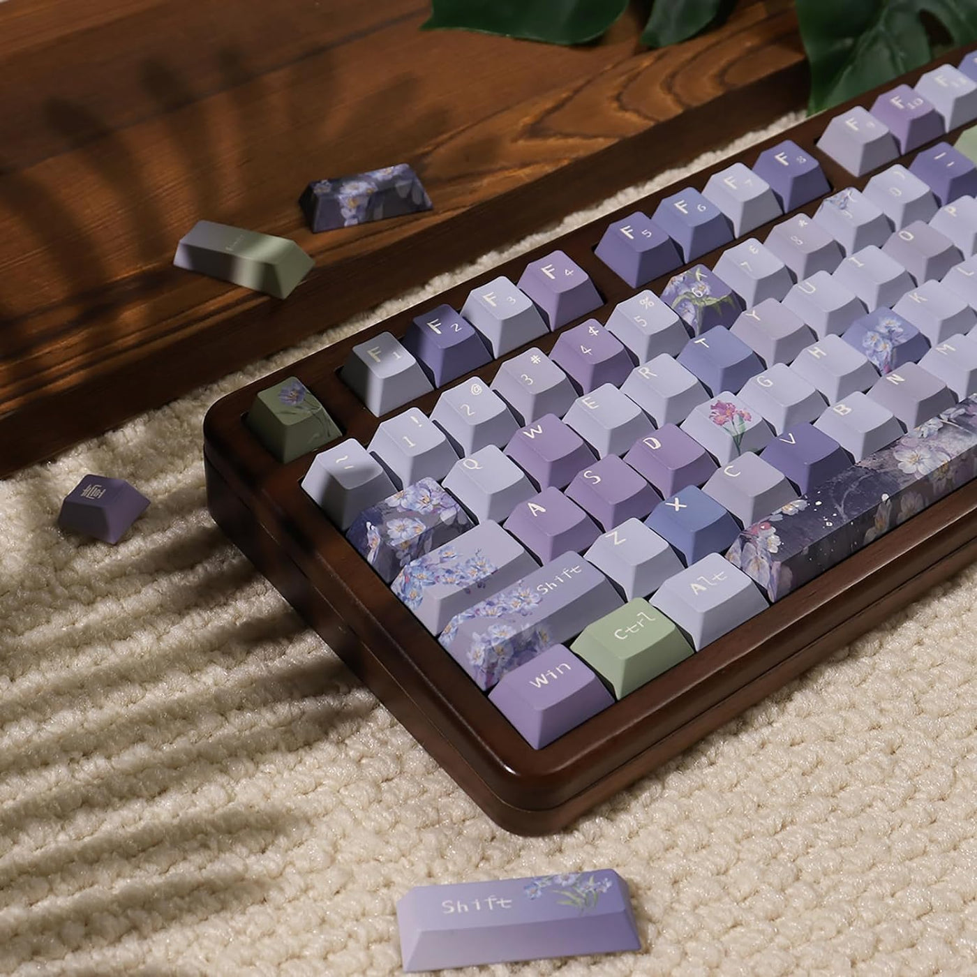 156 Tasten PBT Dye Sub Individuelle Lila Tastenkappen URE Profil Schmetterling Tastenkappen-Set Passend für 95% 75% 65% 60% Cherry Mx Switches Mechanische Tastatur