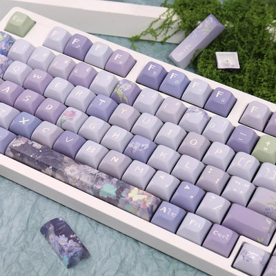 156 Tasten PBT Dye Sub Individuelle Lila Tastenkappen URE Profil Schmetterling Tastenkappen-Set Passend für 95% 75% 65% 60% Cherry Mx Switches Mechanische Tastatur