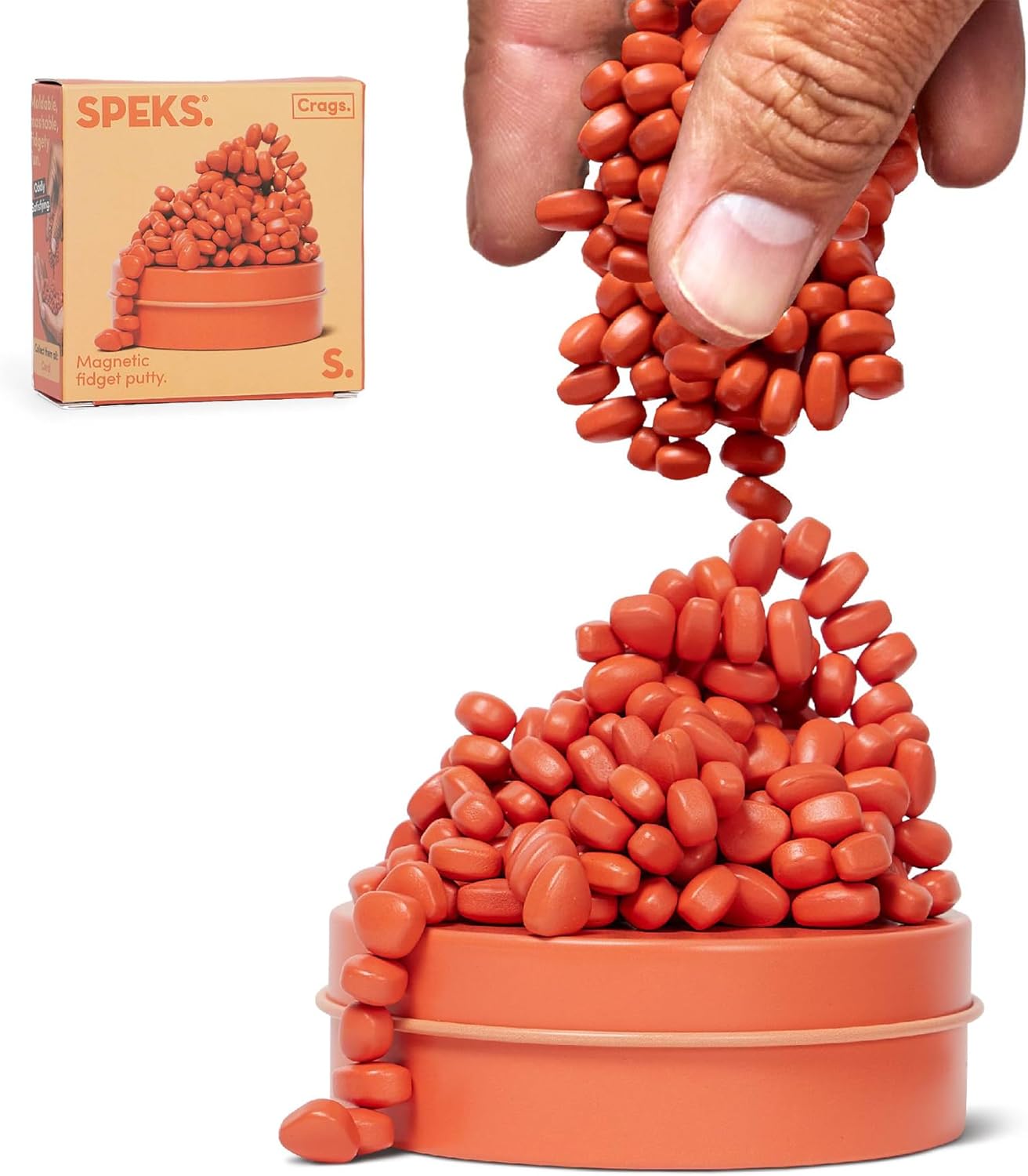 Speks Original Crags Ferrit-Knetmasse | 500+ Ferritsteine in einer Dose, Fidget-Spielzeug zur Stresslinderung, sensorisches Schreibtischspielzeug für Erwachsene & Jugendliche ab 14 | Rose, Groß