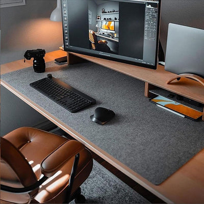 DawnTrees Filz-Schreibtischunterlage, Tastaturmatte (90x30 cm), große Filz-Mausmatte, XL-Computer-Schreibtischmatte, Schreibtischschutz für das Büro (Hellgrau)