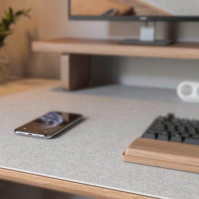 DawnTrees Filz-Schreibtischunterlage, Tastaturmatte (90x30 cm), große Filz-Mausmatte, XL-Computer-Schreibtischmatte, Schreibtischschutz für das Büro (Hellgrau)