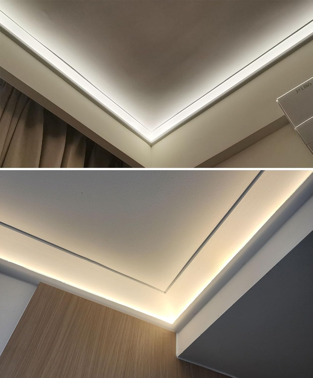 Crown Moulding LED-Kanal Aluminiumprofil, Indirekte Beleuchtung Zierleiste für Decke Boden Wand, Gesims- und Zierleisten-Diffusor 1m 1.2m 2m 4m 10m 18m (Weiß, 4 Meter/13.1 ft)