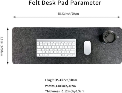 DawnTrees Filz-Schreibtischunterlage, Tastaturmatte (90x30 cm), große Filz-Mausmatte, XL-Computer-Schreibtischmatte, Schreibtischschutz für das Büro (Hellgrau)